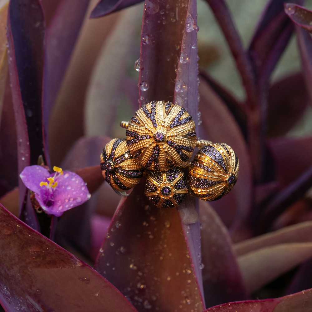 Bague oursin GM tanzanites