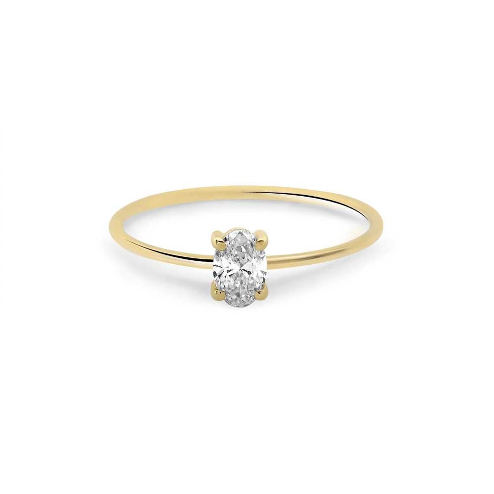 Oval solitaire ring