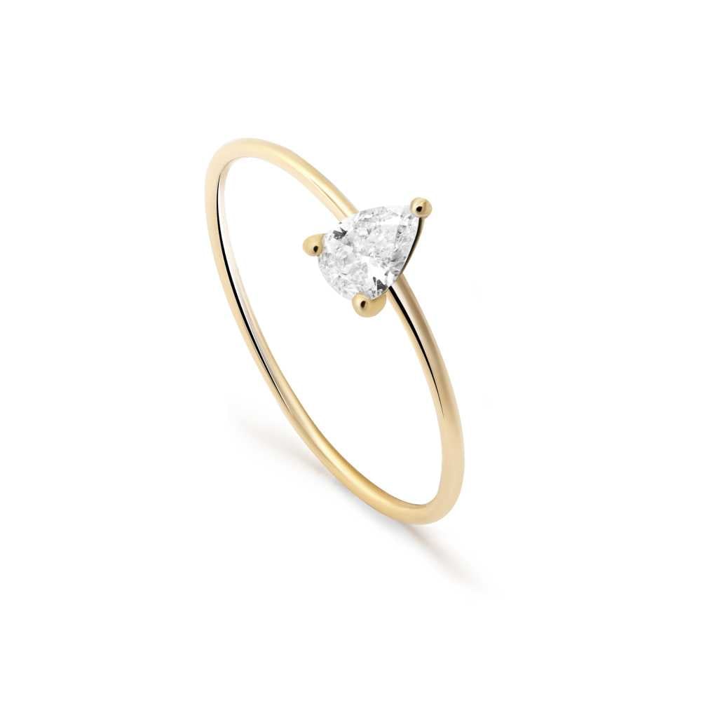 Pear solitaire ring